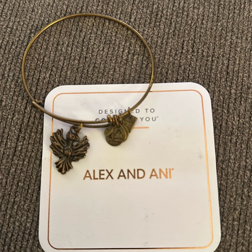 Alex and Ani bronze “pheonix” charm bracelet